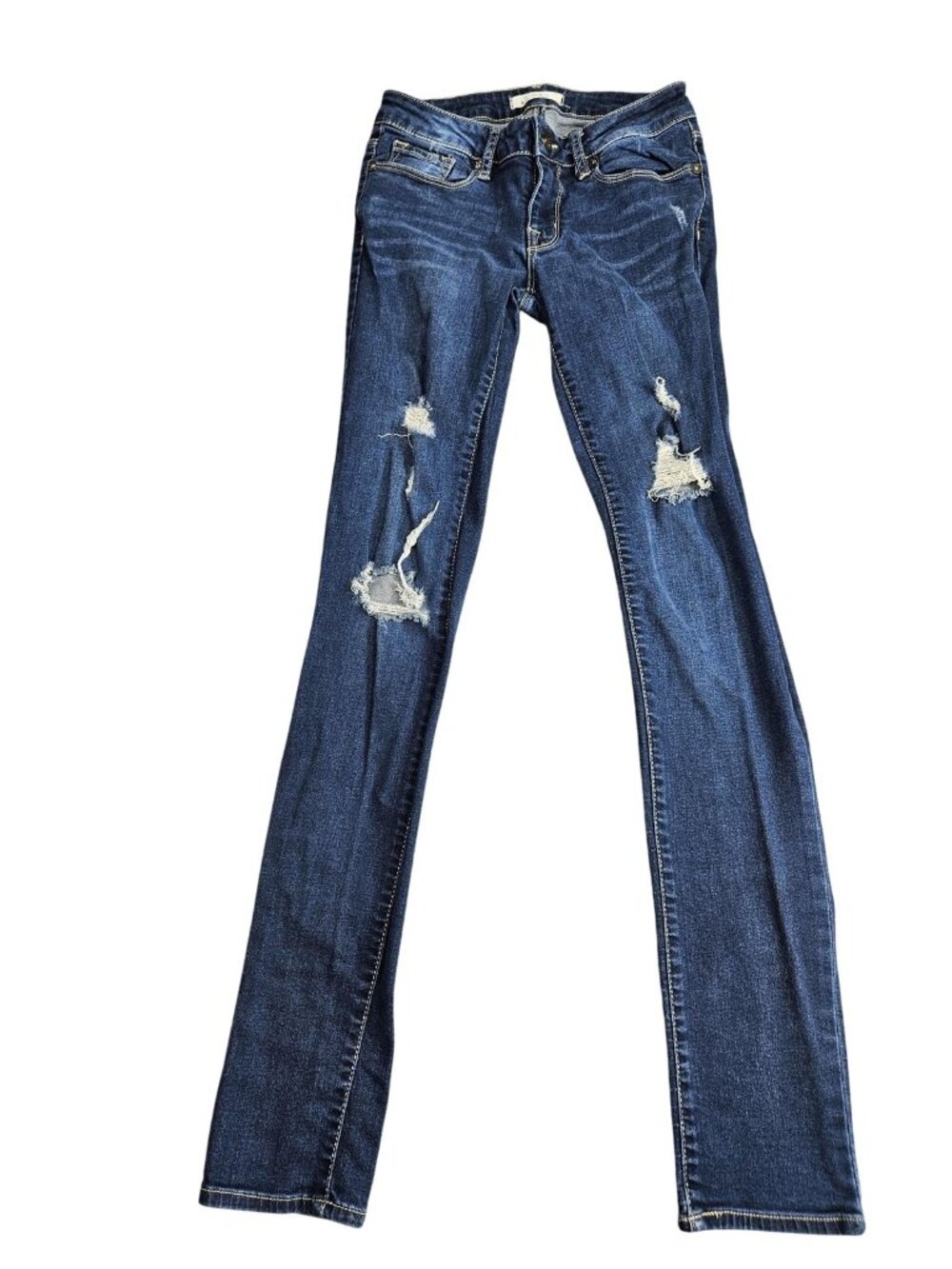 Bullhead Low Rise Skinny Jeans Juniors 3 Blue Med Wash Distressed Stretch‎ Denim